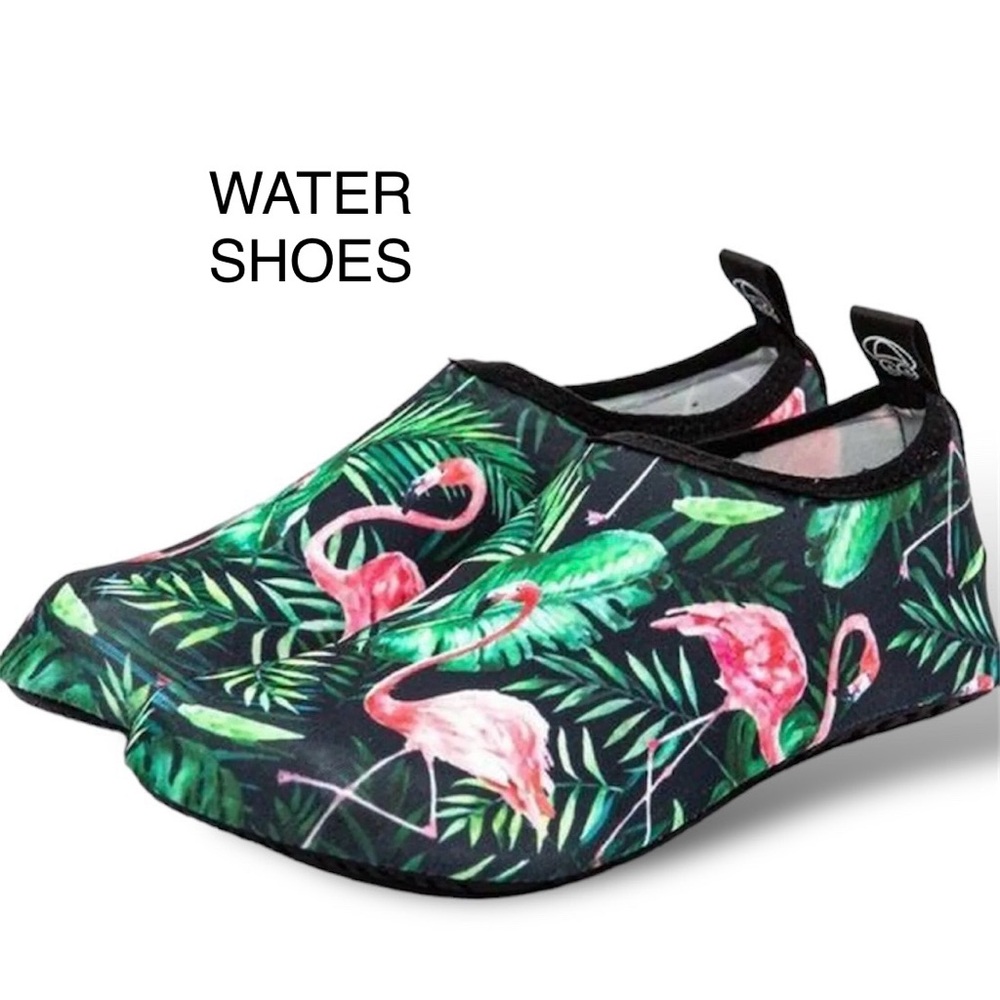 Barefoot Quick Dry Water Shoes Aqua Socks Pink Flamingo Palm women’s 5.5-6.5 New